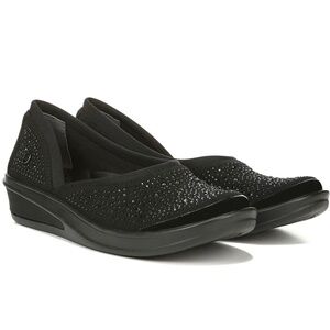 NEW Sz 7 WIDE Bzees Moonlight Black Slip-on Skimmer Shoe Sparkly Rhinestones NIB